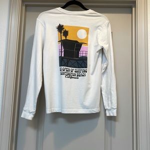 Long sleeve white t shirt with print on back